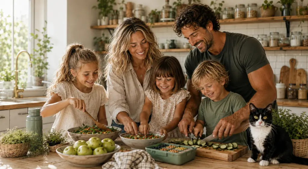 "Familie beim gemeinsamen Kochen in der Küche - Alltagsleicht"